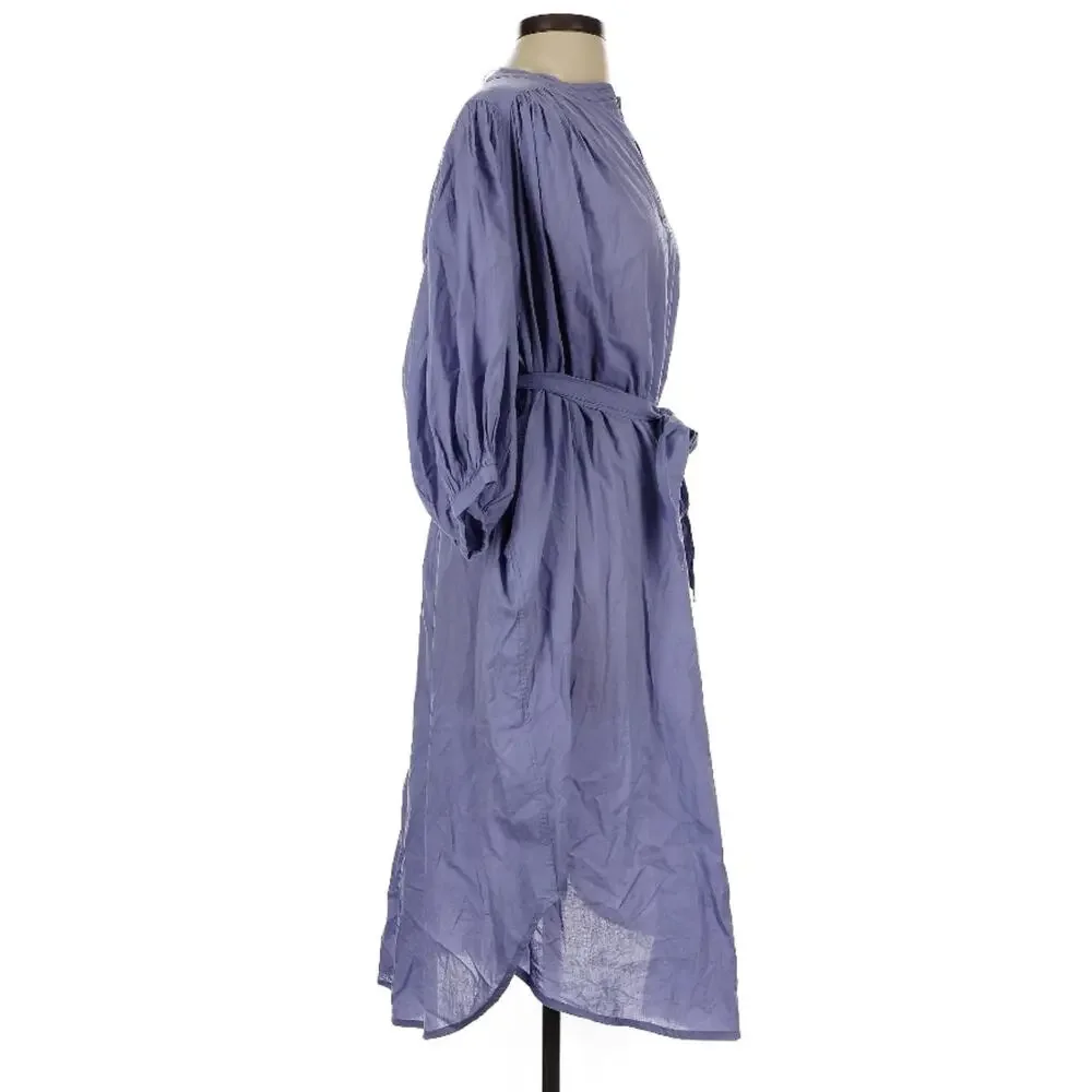 Bellerose Isis Blue 100% Cotton Oversized Gathered Back Midi Shirt Dress NWT OS